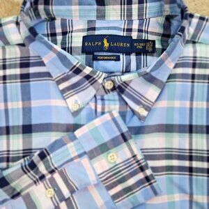 Ralph Lauren Dress Shirt Performance Long Sleeve Plaid Button Down Men's Sz 2XLT